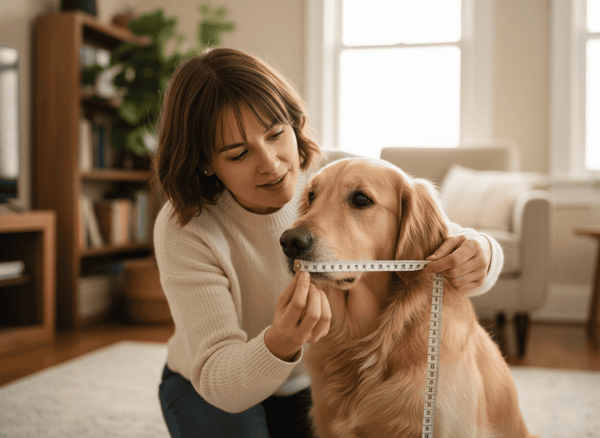 Measure muzzle (eyes to nose) and head circumference